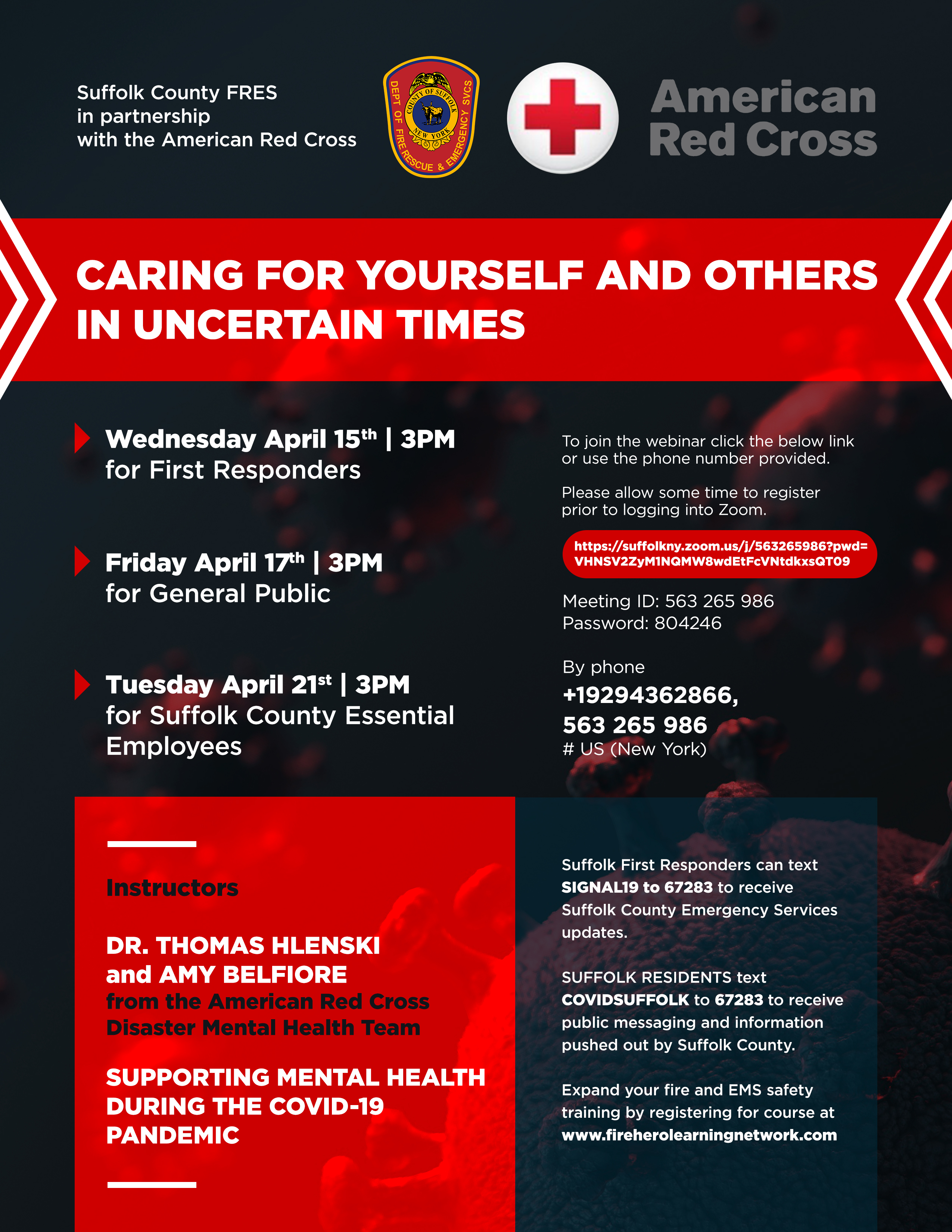 flyer announcing the Red Cross webinars. Details in text