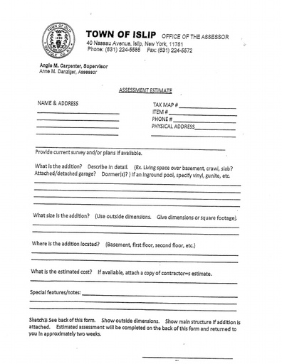 Residential Assessment Estimate Request Form