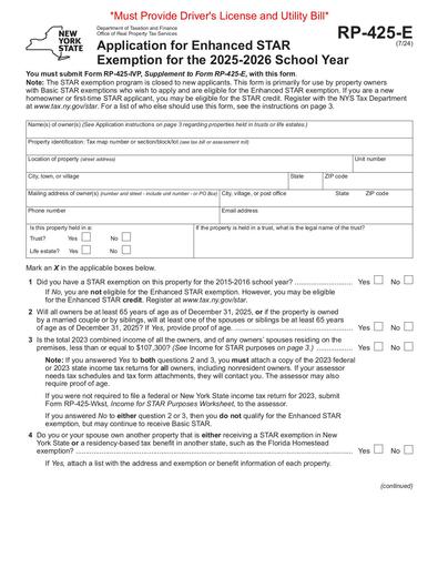 RP-425-E: Application for Enhanced STAR Exemption