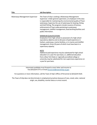 Waterways Management Supervisor