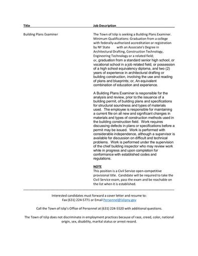 Building Plans Examiner