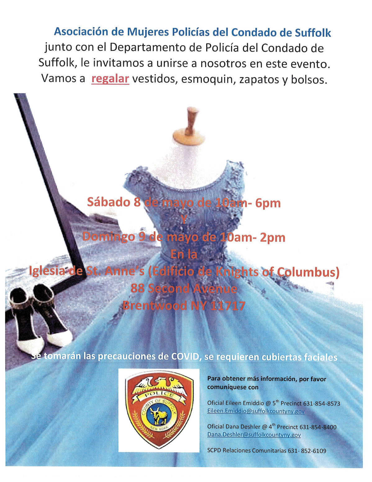 spanish flyer for SCPD dress drive