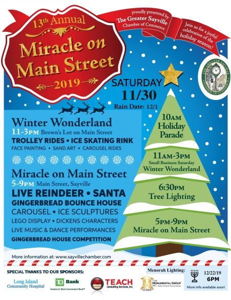 A flyer announcing the 13th annual miracle on main street event. Details in the article.