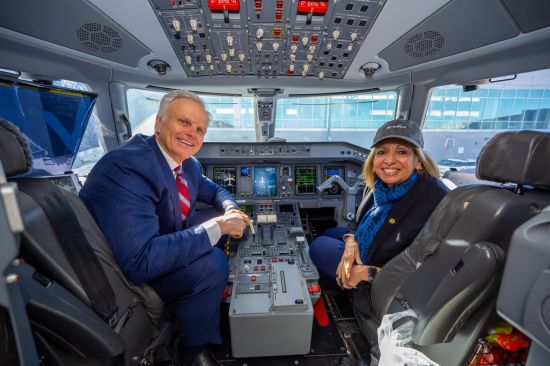 David Neeleman and Supervisor Carpenter in Cockpit of plane