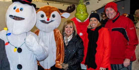  Islip Supervisor Angie Carpenter along with Town Council members Mary Kate Mullen and John P. O'Connor pose with Frosty the Snowman, The Grinch and a Reindeer at the 2019 Islip Holiday Parade and Tree Lighting.