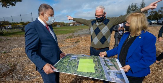 Assemblyman Phil Ramos, DPW Commissioner Owens and Supervisor Carpenter review plans