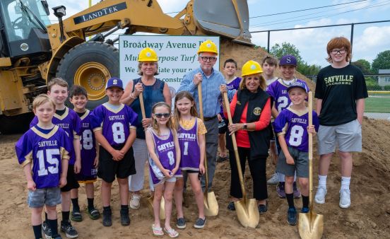 Supervisor with DPW Officials and Sayville Team