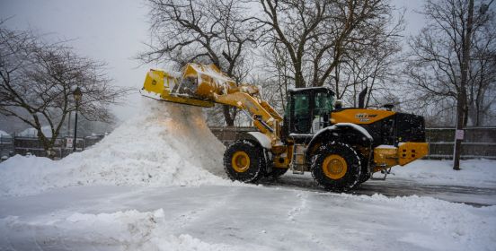 islip bulldozer moves snow