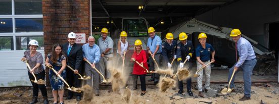 ground breaking action group shot