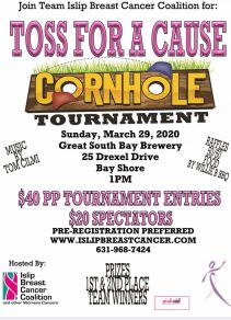  A flyer image detailing the information for the Cornhole Toss event, information in article.