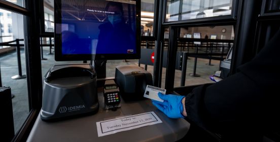 TSA agent behind desk