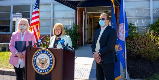 Angie, Gillibrand infront of senior center