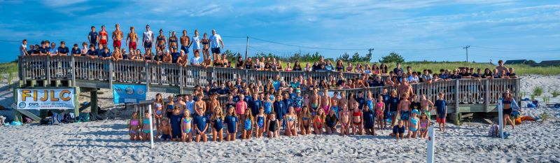 wide shot of all lifeguards and participants