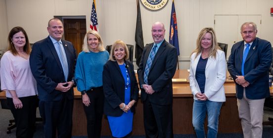 Town Board takes group photo with Comptroller Joe Ludwig