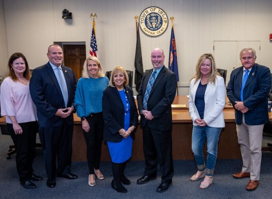 Town Board takes group photo with Comptroller Joe Ludwig