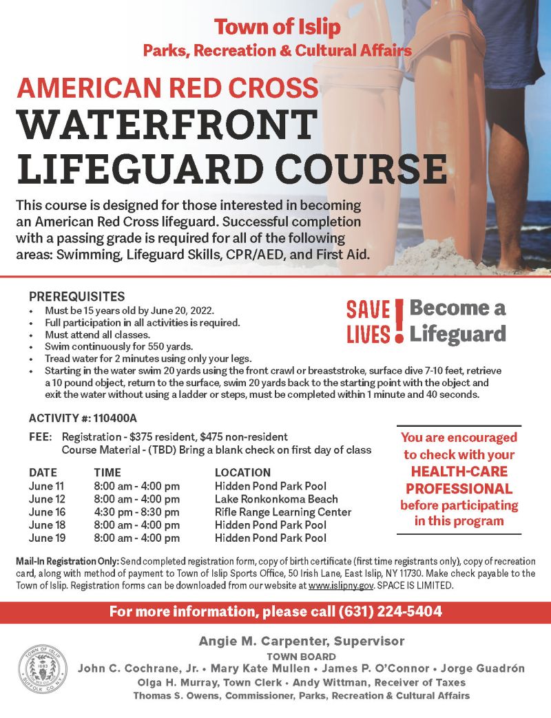 Flyer for Lifeguard course