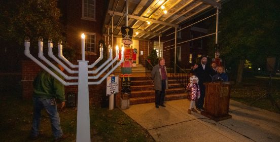 Elected Officials and Rabbi gather for menorah lighting