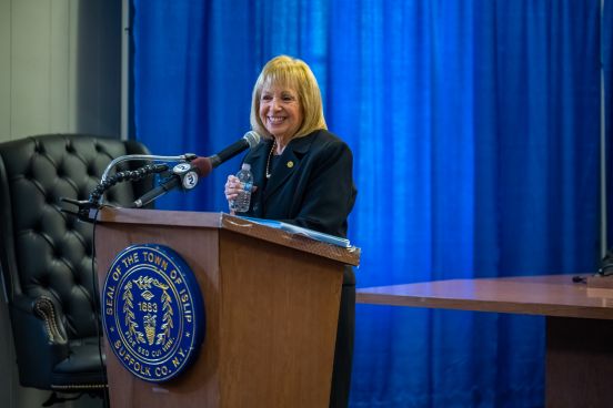 Supervisor Carpenter at podium during address