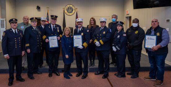 group photo with Supervisor Carpenter and local emergency personnel 