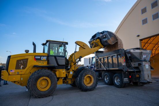 Town Dump Truck loads sand