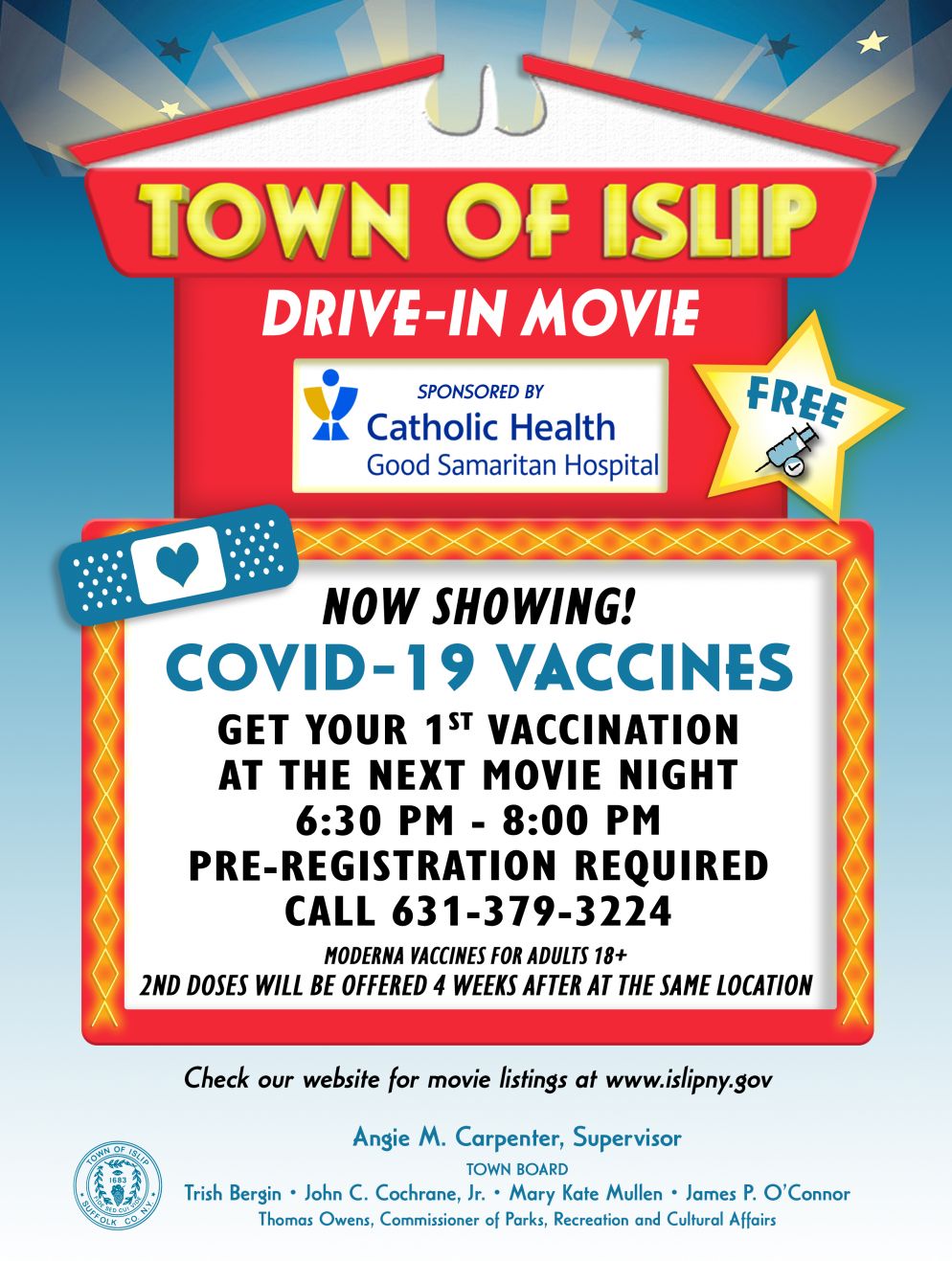 schedule your free vaccine to be given at the movie