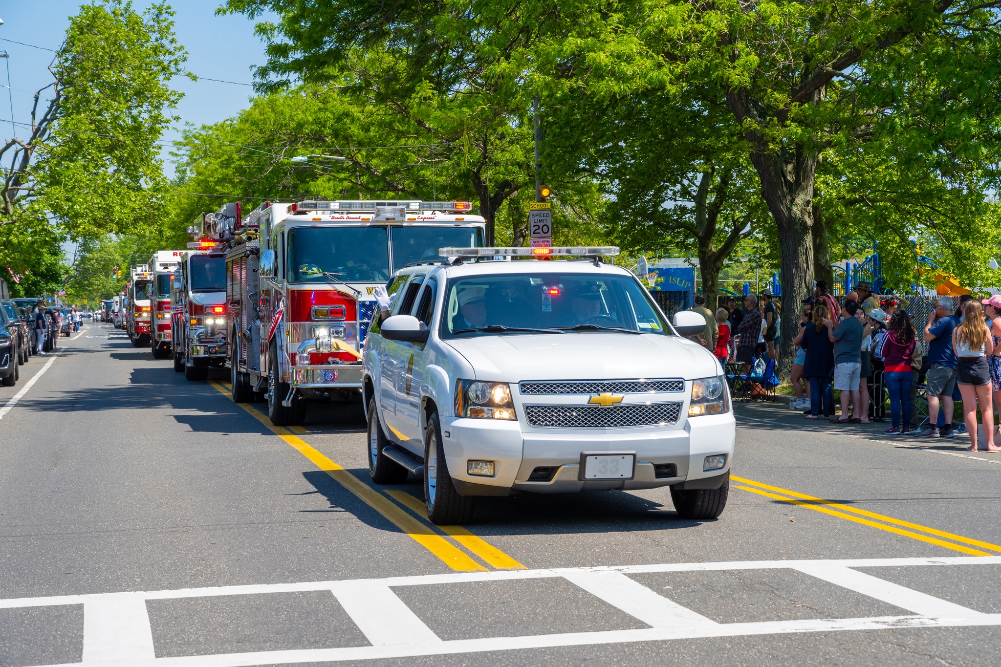 emergency vehicles march