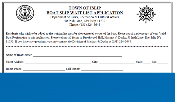 A snap shot of the top of the application form